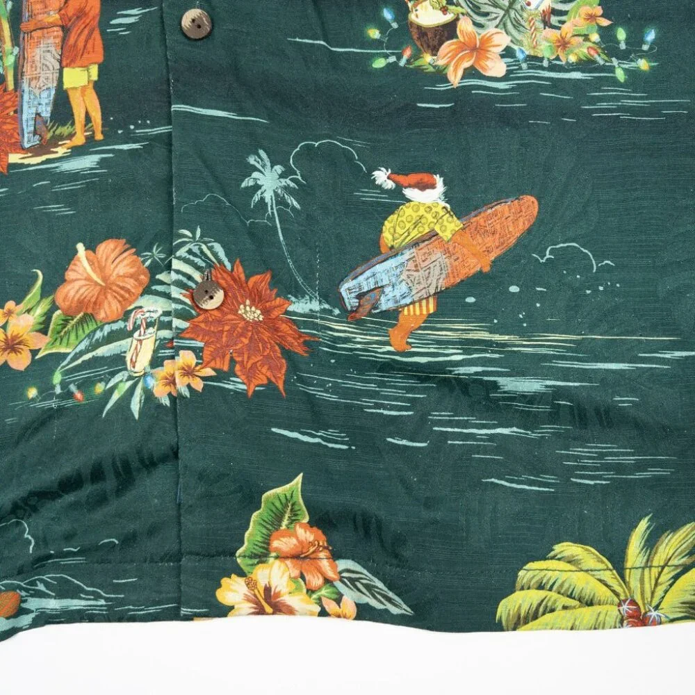 Tommy Bahama Santa Christmas Shirt Men's 3XL Silk Hawaiian Green Aloha Holidays - Picture 8 of 16